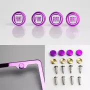 Laser Etched 4pcs Purple Aluminum Fiat License Plate Frame Fastener Screws Cap (for: Fiat)