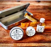 Organic Beard Oil, Beard Balm, Wax, Comb & Tin Grooming Kit by Revered Beard.