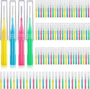 100 Pieces Braces Brush for Cleaner Interdental Brush Toothpick Dental Flossing Head Oral Hygiene Flosser Tooth Cleaning Tool (Light Blue, Pink, Yellow, Light Green)