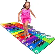 Play22 Floor Piano Mat Jumbo 6 Foot Musical Keyboard Playmat for Toddlers and Kids Rainbow Colorful Keyboard Playmat 71"