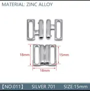 2 Pcs Silver 1 Pair Metal Bikini ClipSnap Back 15mm STRAP Bra Swim Buckle Clasp