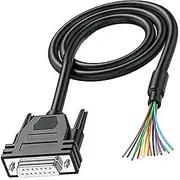 tunghey DB15 Cabel Solderless Breakout Connector, 15 pin Connector to Bare Wire,DB15 Extension Cable with Bare Wire End Cable 1M (Female)
