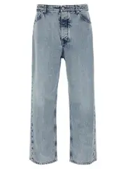 [Jil Sander] Jil Sander-Diagonal Cotton Jeans Celeste-Uomo 32