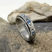 Stainless steel evil eye "fidget" ring size 7