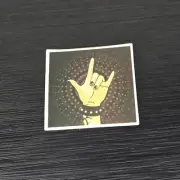 Metal Sign Language Devil Horns Logo - Skateboarding - Laptop - Die Cut Sticker