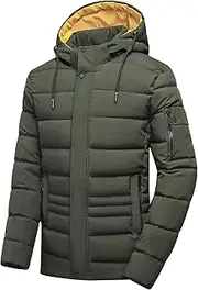 [Maiyifu-GJ] Mens Down Parka Jacket Waterproof Thicken Warm Hooded Winter Coat Lightweight Hiking Outerwear