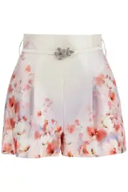 [ZIMMERMANN] ZIMMERMANN red low-waist floral silk and cotton shorts 2 Red