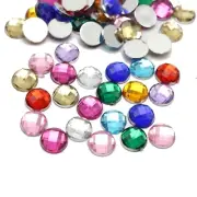 250 Mixed Colour Acrylic Rhinestone Flatback Round Beads 8mm Flat Back Gems
