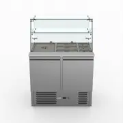 FED-X Two Door Salad Prep Fridge With Square Glass Top - Salad Bar Fridges (XS900GC) - XS900GC