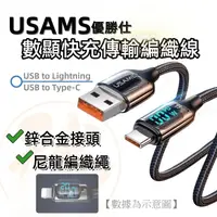 在飛比找生活市集優惠-【USAMS】數顯快充USB傳輸線編織線 PD快充100W