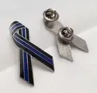 Thin Blue Line Ribbon Pin, Police, Law Enforcement, TBL, Ribbon Pin, 38mm High