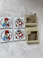 4 Vintage Jasco Ceramic Tile Trivets Coasters Wall Hanging Colorful Dutch