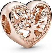 [PANDORA] Moments Women's 14k Rose Gold-Plated Openwork Family Tree Heart Bracelet Charm