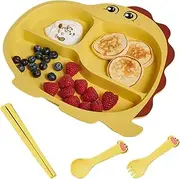Kids Plates, Kids Divided Plates, Compartment Cutlery with Handle Anti-Scald Design, Cute Shape and Science Division for Children Borato
