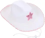 [LIFKOME] 1Pc Pink Star Sequin Cowgirl Hat for Stylish Western Headgear for Party Costume Supplies and Dress Up Activities Sun Block Hat for Outdoor Fun