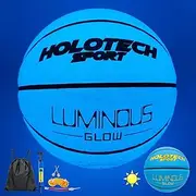 Mila Chic Basketball Glow in The Dark, Cool Glowing Indoor Outdoor Luminous Leather Basketball Size 7 for Men (with Pump)