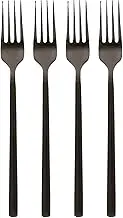 Argon Tableware Stainless Steel Dinner Forks - 19.5cm - Black - 4X Dining Forks High Polished Metal Fork 4-Piece Table Fork Cutlery Set
