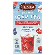 Celestial Seasonings, Cold Brew Iced Tea, Red, White & Blueberry, Caffeine Free, 18 Tea Bags, 1.1 oz (31 g)