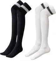 [Dress Cici] Thigh High Compression Stockings for Women, Stripes Thigh High Compression Socks (2 Pairs)