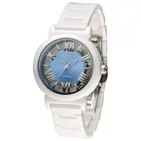 在飛比找PChome24h購物優惠-Canody 羅馬時尚雙面鏤空陶瓷錶/藍面/35mm/CB1