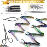 Pedo Dental Extracting Children Forceps Kit Oral Tooth Luxating Elevators