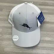 Tommy Bahama Trucker Hat Adjustable Snapback OSFM Gray White Mesh Tip Your Cap