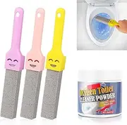 Pumice Stone for Toilet Bowl Cleaner, Hard Water Ring Cleaner, Bowl Scouring Stick With Handle, Powerfully Cleaning Stains, Calcium Buildup for Household Cleaning Toilet, Bathtubs
