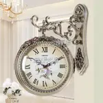 3F642 8220NY深銅色小號立體雕花雙面鐘十六英寸玻璃鏡面PVC材質歐式復古臥室客廳擺件掛鐘造型時鐘