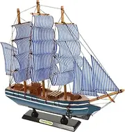 Zerodeko Wooden Sailboat Model Decor Nautical Art Sculpture for Home Desk Charming Mediterranean Design Unique Retro Craftsmanship Lightweight Practical Ornaments