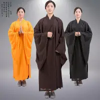 在飛比找Yahoo!奇摩拍賣優惠-居士服男女海青居士服高檔臺麻不透明海清黃色黑色咖啡色居士禪服