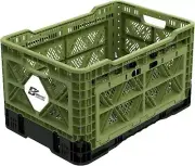Bigant Heavy Duty Collapsible Crate Olive Stackable Storage Container Medium ...