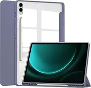 Hybrid Slim Case for Samsung Galaxy Tab S9 FE 10.9 Inch/Galaxy Tab S9 11 Inch 2023, Ratesell Shockproof Cover with Clear Transparent Back Shell, with S Pen Holder Lilac Purple