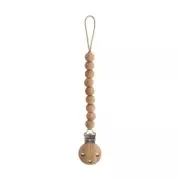 Brand New in Box Mushie Silicone Pacifier Clip, Luna Faux Wood.