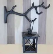 Rustic Cast Iron Tree Branch Hook Lantern Hanger Hanging Lantern Candle Holder