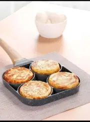 4 Holes Non-stick Egg Fry Pan Pancake Maker Egg Burger Pan With Wooden Handle