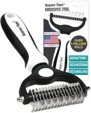 Pet Grooming Brush - Double-Sided Undercoat Rake for Dogs and Cats, Extra Wide,