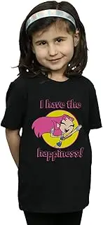 [Absolute Cult] DC Comics Girls Teen Titans Go I Have The Happiness T-Shirt Black 3-4 Years