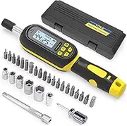 YIYEIE 32PCS Digital Torque Screwdriver, 2.66-53.1 in-lbs/0.3-6 Nm, Inch Pound Torque Screwdriver Electrician with Buzzer & LED Indicator, Adjustable Screwdriver Torque Wrench Set with Bits & Sockets