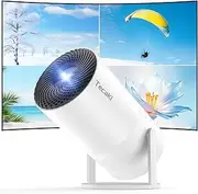 Tecaki Mini Projector Full HD 1080P, Portable Projector with WiFi and Two-Way Bluetooth, 180° Rotatable, Auto Vertical Keystone, Dust Removal Design, Compatible with Smartphone, TV Stick, HDMI, USB