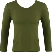 [FEESHOW] Men's Thermal Underwear V Neck Top Long Johns Slim Fit Base Layer T-Shirt
