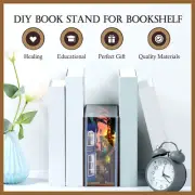 DIY Book Nook Kit 3D Wooden Puzzle Bookshelf Insert Decor with LED Light StUmW
