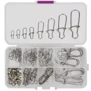 100pcs/Box Fishing Duo-Lock Snap Stainless Steel Fishing Swivel Snaps 0#-8# Set