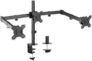 Brateck Triple Screens Economical Double Joint Articulating Steel Monitor Arms, Black