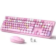 Links9+ Wireless Keyboard and Mouse, Full-Size Retro Typewriter Keyboard with...