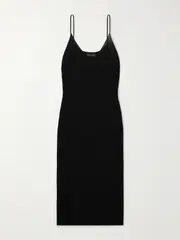 [HIGH SPORT] HIGH SPORT - Slinky Gabe Ribbed-knit Midi Dress - Black - medium medium Black