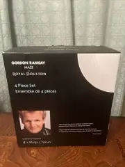 Gordon Ramsay by Royal Doulton Set of 4 Maze White Coffee Mugs, 4 Piece Set New