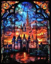 EmptyZ DIY Oil Painting, Paint by Number Kit on Canvas, Castle Theme, Realistic Style, Unisex, All Ages, Medium Size, Non-Foldable, 16 x 20 Inch