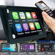 New 7" HD Touch Screen Portable Kleva SmartPlay Automatic Multimedia Player - Apple CarPlay Android Auto Wireless Audio Voice Control Car Stereo Mirror Link/Siri/Bluetooth/Navigation