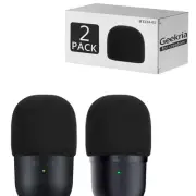 Geekria foam windscreen for Razer Seiren Mini, Seiren V3 Mini (Black / 2 Pack)