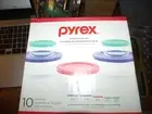 Pyrex Glass Food Storage Set Ten Piece Set Five Containers and Five Lids New.